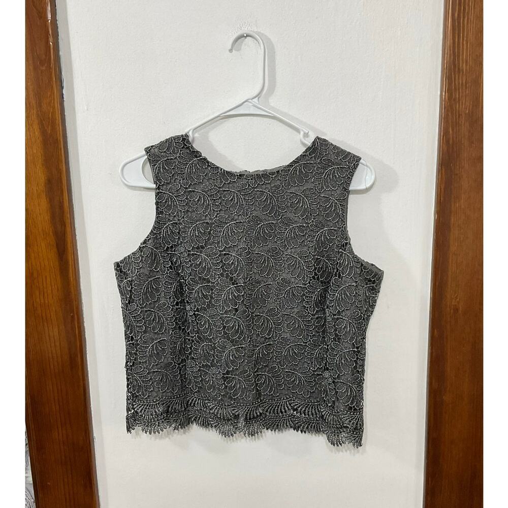 VTG 80s Talbots Shiny Lace Top Size 12 Petite Formal Fancy Button Back - Picture 6 of 6